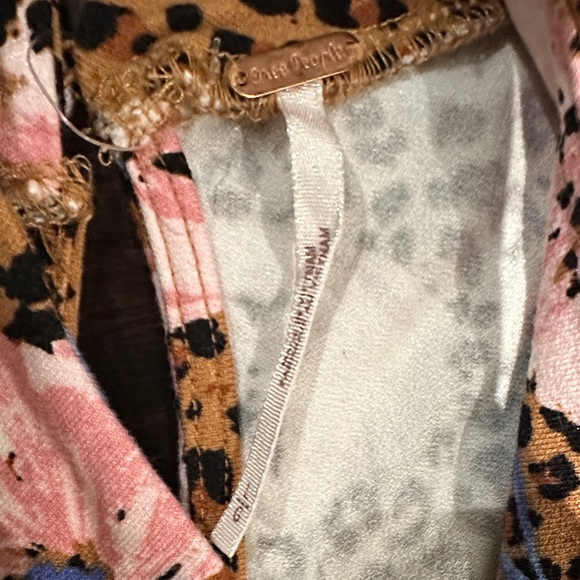 Free People Floral Long Sleeve Dress - Pink and Blue on Brown - Picture 2 of 3